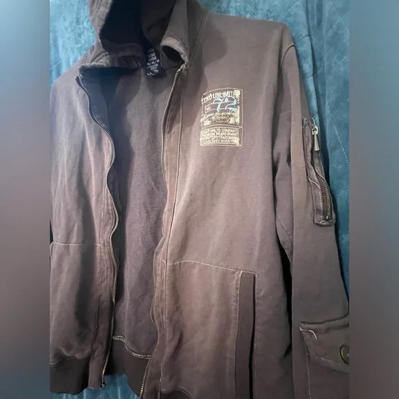 Men's Vintage Ecko Zip Hoodie with Arm Pocket Details in Brown Size XL - Picture 3 of 6